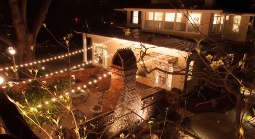 Festival lighting was used in this patio courtyard for added ambiance.